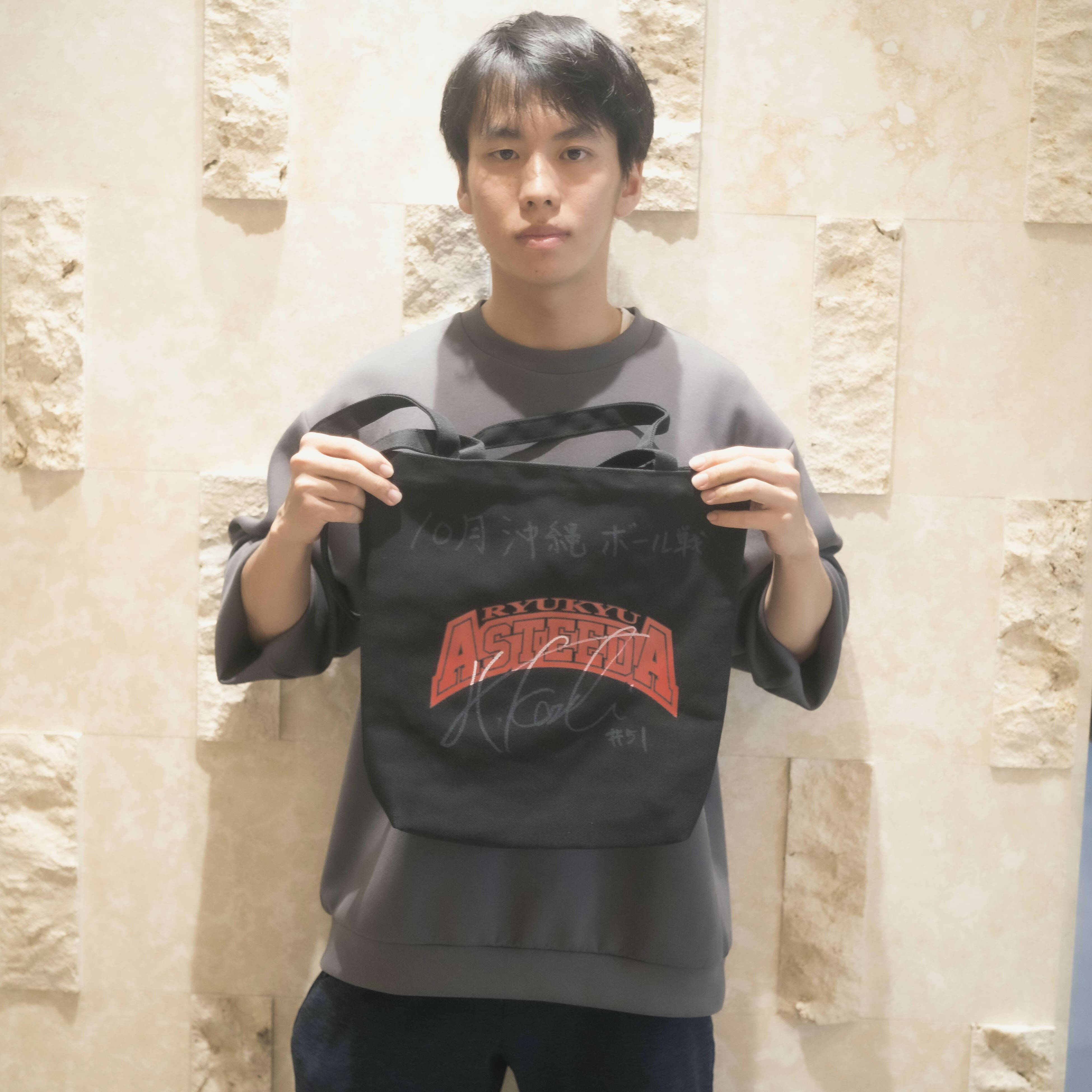 濱田一輝選手直筆サイン入りトートバッグ(ロゴレッド)
